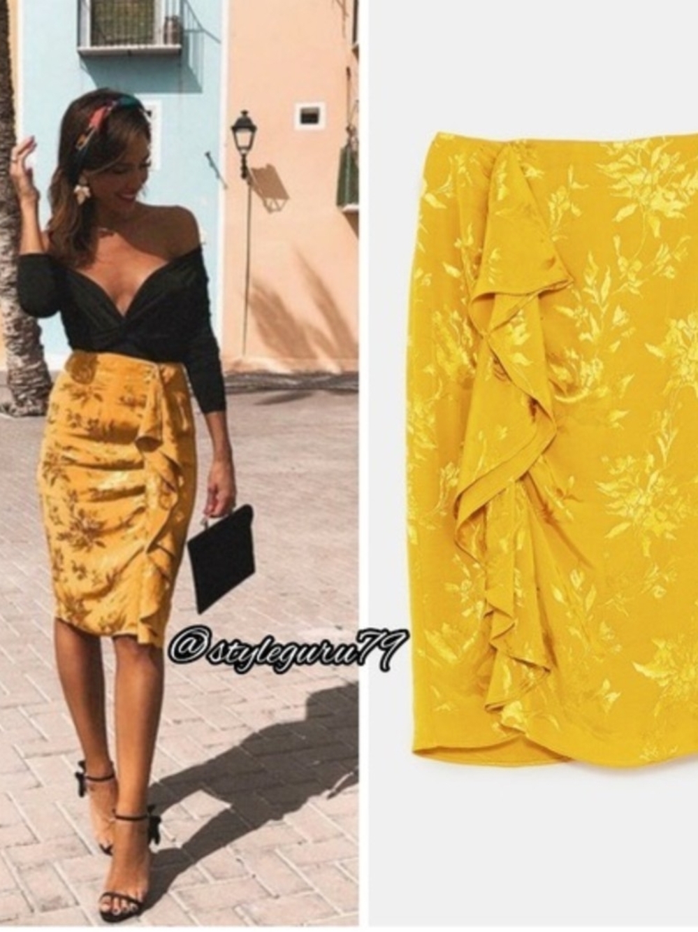 Zara Marigold Skirt To The Knee. Great Condition Size Medium